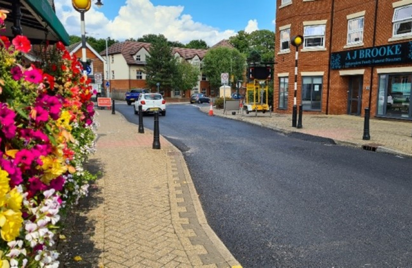 Crowthorne High Street with new road surface